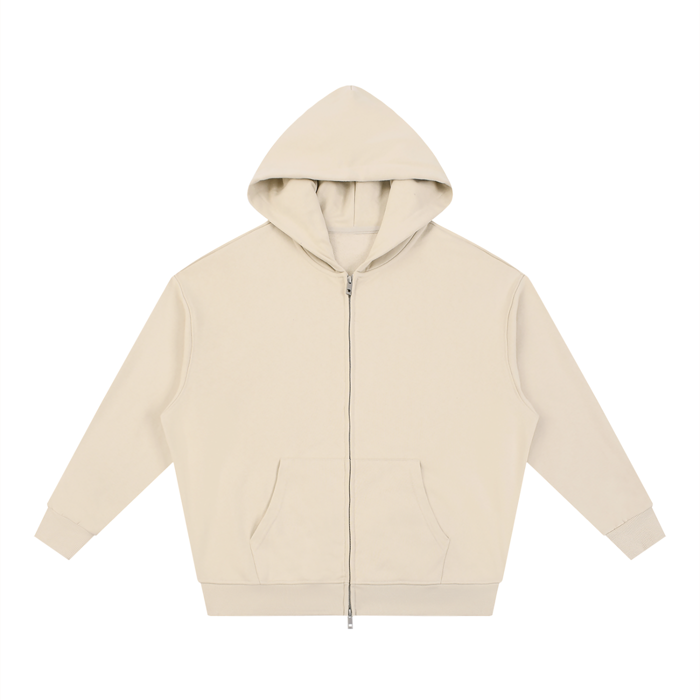 Unisex Loose Solid Full Zip Hoodie