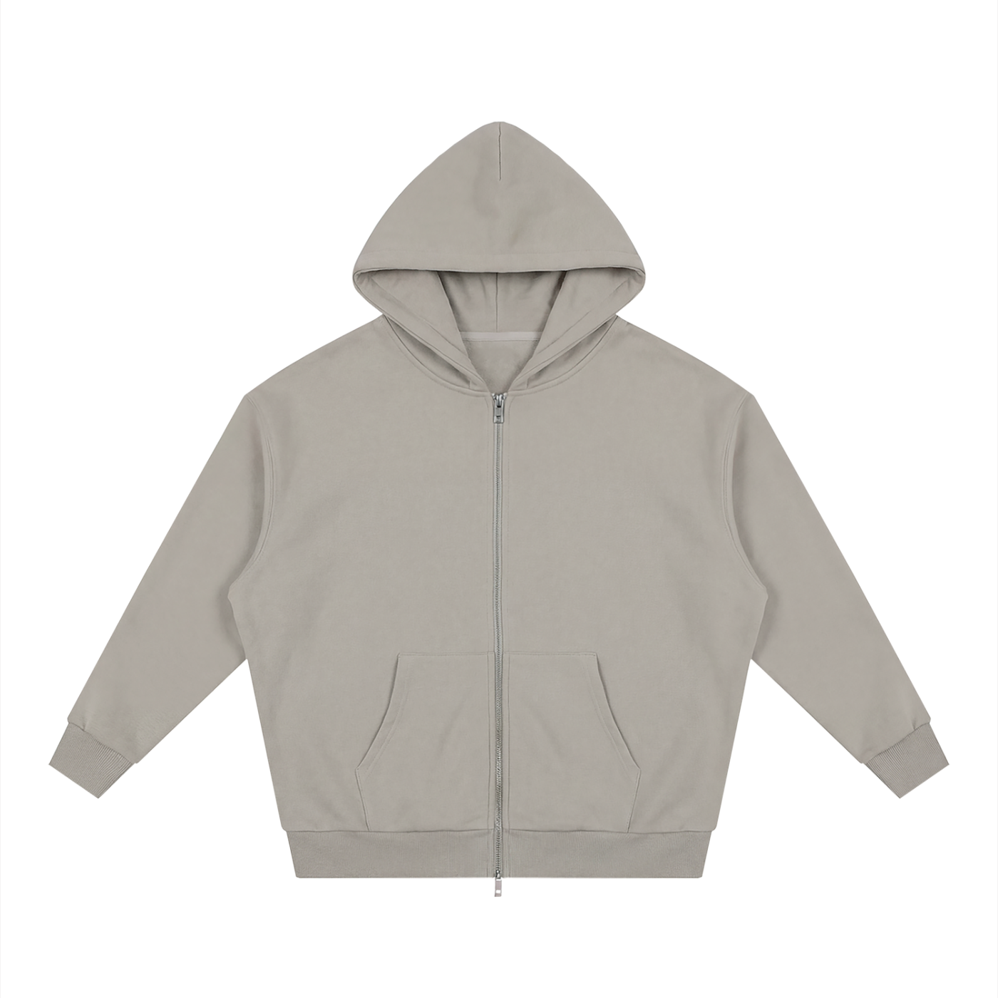 Unisex Loose Solid Full Zip Hoodie