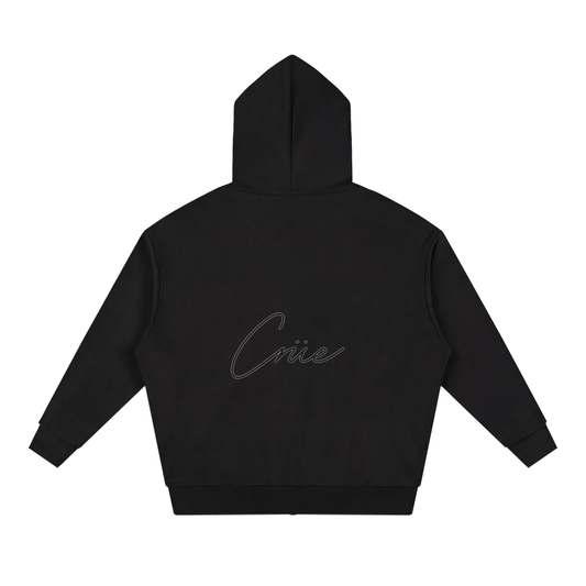 Unisex Loose Solid Full Zip Hoodie