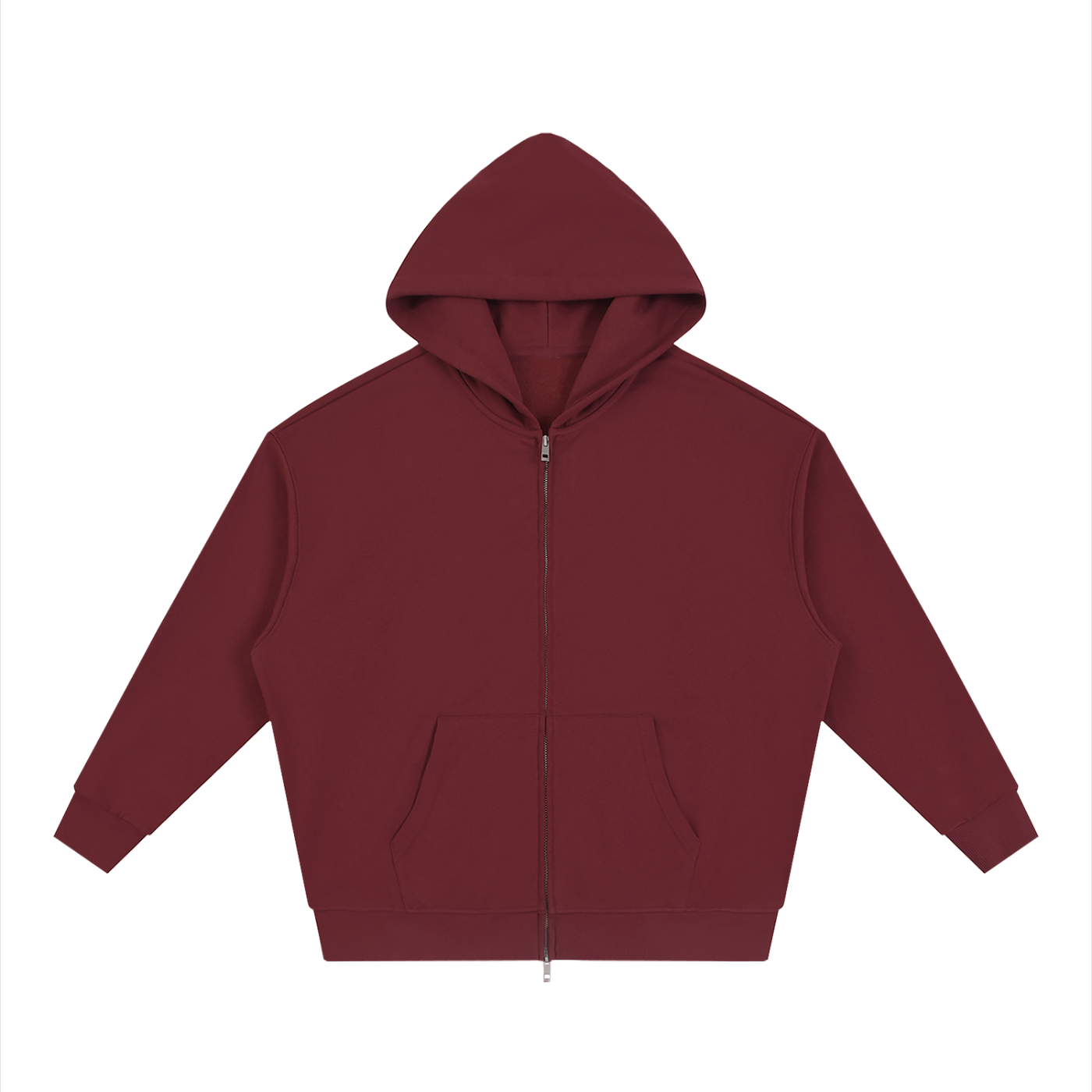 Unisex Loose Solid Full Zip Hoodie