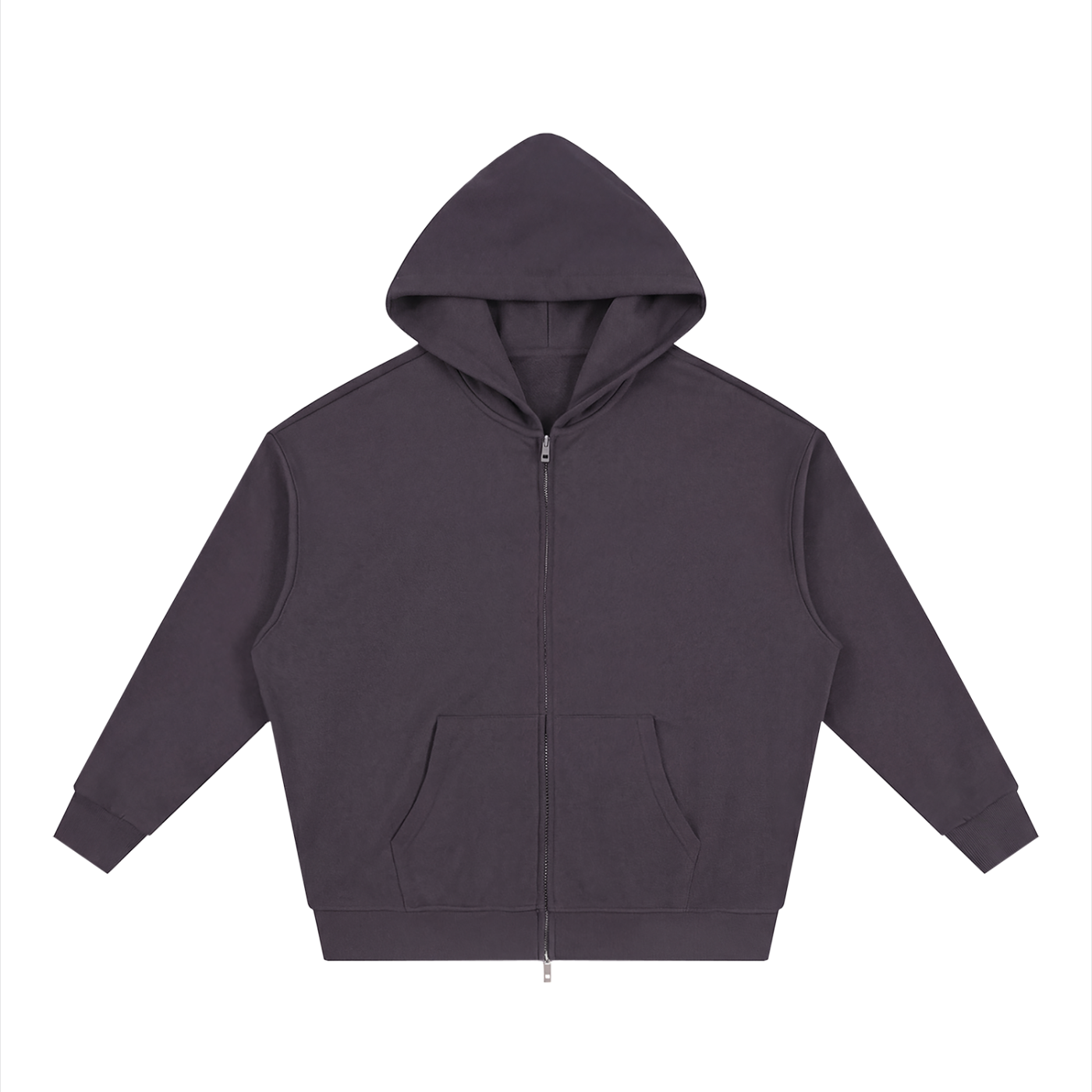 Unisex Loose Solid Full Zip Hoodie
